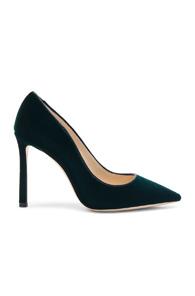 Jimmy Choo Velvet Romy Heels In Green