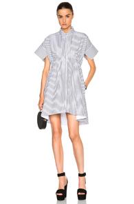 Victoria Victoria Beckham Kick Sleeve Shirt Dress In Black,white,stripes