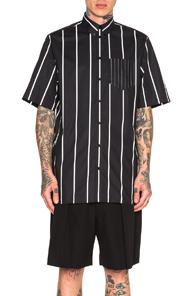 Givenchy Short Sleeve Button Down Shirt In Black,stripes