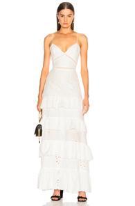 Nicholas Embroidered Ruffle Dress In White