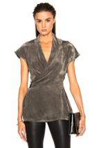 Rick Owens Velvet Wrap Biker Top In Gray