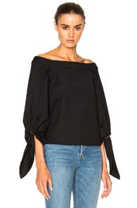 Tibi Off Shoulder Sculpted Top In Black