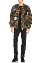 Unravel Patches Oversized Bomber In Green,abstract