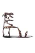 Valentino Rockstud Leather Rolling Sandals In Brown
