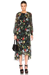 Tibi Josephina Dress In Black,floral