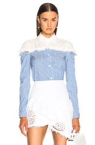 Sandy Liang Mercury Top In Blue,stripes,white