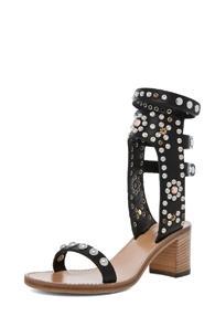 Isabel Marant Caroll Strassed And Studded Sandals In Black,metallics