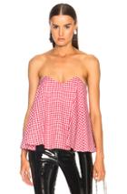 Caroline Constas For Fwrd Coco Bustier Top In Checkered & Plaid,red