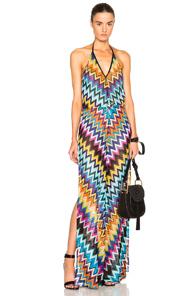 Missoni Mare Sleeveless Jumpsuit In Blue,metallics,geometric Print