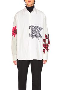 Calvin Klein 205w39nyc Double Collar Patchwork Shirt In White