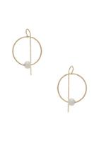 Erth 14k Gold Pearl Hoop Pull Through Earring In Metallics