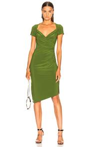 Norma Kamali Sweetheart Side Drape Dress In Green