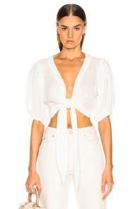 Lisa Marie Fernandez Pour Tie Blouse In White