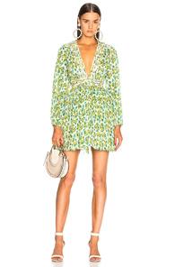 Zimmermann Golden Plisse Mini Dress In Green,floral,white