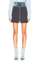 Maison Margiela Denim & Knit Zip Front Mini Skirt In Blue,stripes