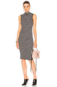 Atm Anthony Thomas Melillo Sleeveless Stripe Dress In Black,pink,stripes