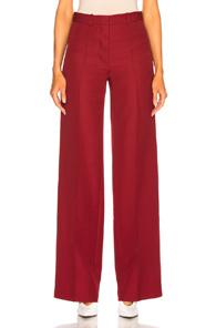 Victoria Beckham Wool Wide Leg Trousers In Red