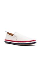 Thom Browne Pebble Grain Leather Espadrilles In White