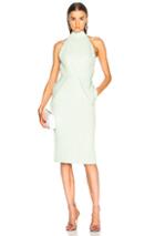 Brandon Maxwell Foldover Backless Pintucked Cocktail Dress In Green