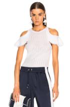 Jonathan Simkhai Lacy Crochet Cold Shoulder Top In White