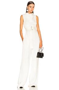 Victoria Beckham Belted Sleeveless Jumpsuit In Neutrals