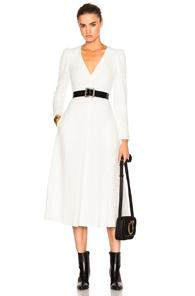 Saint Laurent Lace V Neck Dress In White