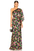 Saloni Lily Dress In Black,green,floral