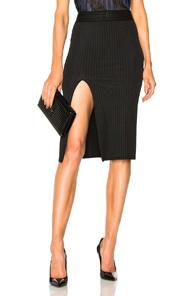 Baja East Wide Rib Jersey Slit Skirt In Black
