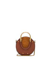 Chloe Mini Pixie Shiny Goatskin, Calfskin & Suede Double Handle Bag In Brown