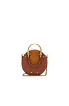 Chloe Mini Pixie Shiny Goatskin, Calfskin & Suede Double Handle Bag In Brown