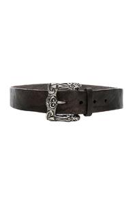 Saint Laurent Celtic Engraved Buckle Belt In Black