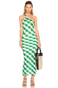 Stella Mccartney One Shoulder Dress In Green,geometric Print