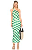 Stella Mccartney One Shoulder Dress In Green,geometric Print