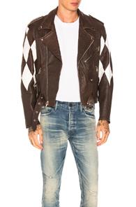 Enfants Riches Deprimes Harlequin Lambskin Moto Jacket In Brown