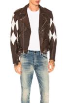 Enfants Riches Deprimes Harlequin Lambskin Moto Jacket In Brown