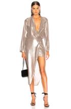 Michelle Mason Long Sleeve Wrap Dress In Metallics