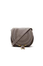 Chloe Small Marcie Grained Calfskin Saddle Bag In Gray