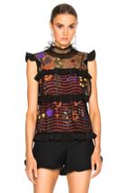 Fendi Embroidered Botanic Garden Top In Black,orange,floral
