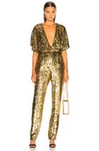 Sally Lapointe Silk Velvet Pleated Jumpsuit In Metallics