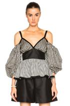 Isa Arfen Off The Shoulder Puff Sleeve Top In Black,checkered & Plaid