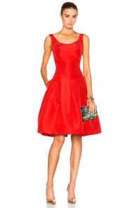 Oscar De La Renta Sleeveless Scoop Neck Dress In Red