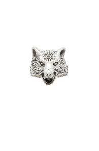 Gucci Wolf Head Ring In Metallics