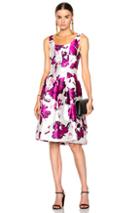 Oscar De La Renta Floral Print Day Dress In Pink,floral,purple