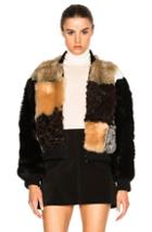 Sea Patchwork Fur Bomber Jacket In Neutrals,black