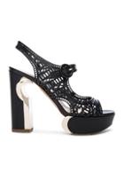 Nicholas Kirkwood Leather Mary Jane Eyelet Heels In Black
