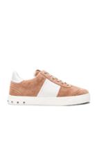 Valentino Suede Fly Crew Sneakers In Neutrals