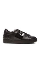 Valentino Open Low Top Leather Sneakers In Black