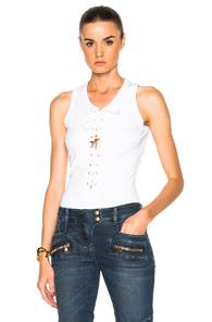 Balmain Lace Up Bodysuit In White