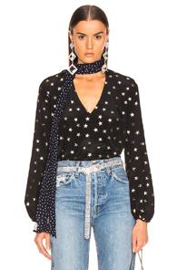 Rixo London Angie Top In Black,polka Dots,stars