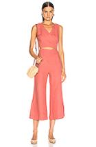Enza Costa Linen Wrap Front Jumpsuit In Pink